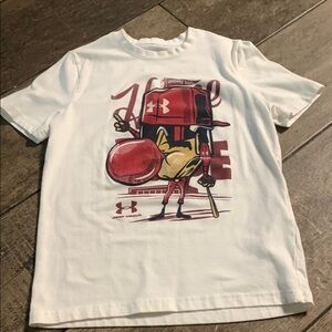 Boys Under Armour White T-Shirt with Red Graphic